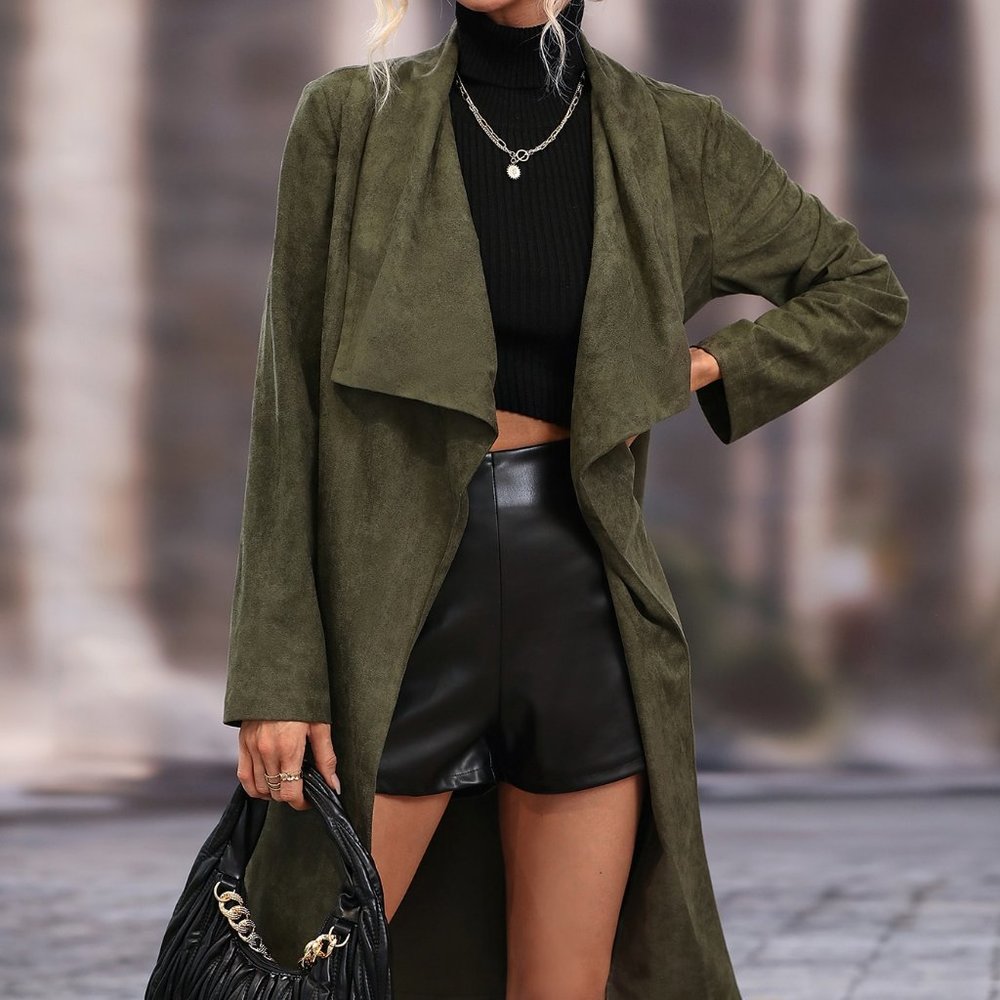 Brand New Waterfall Collar Open Front Coat